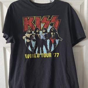 KISS  Black Graphic T-Shirt Large